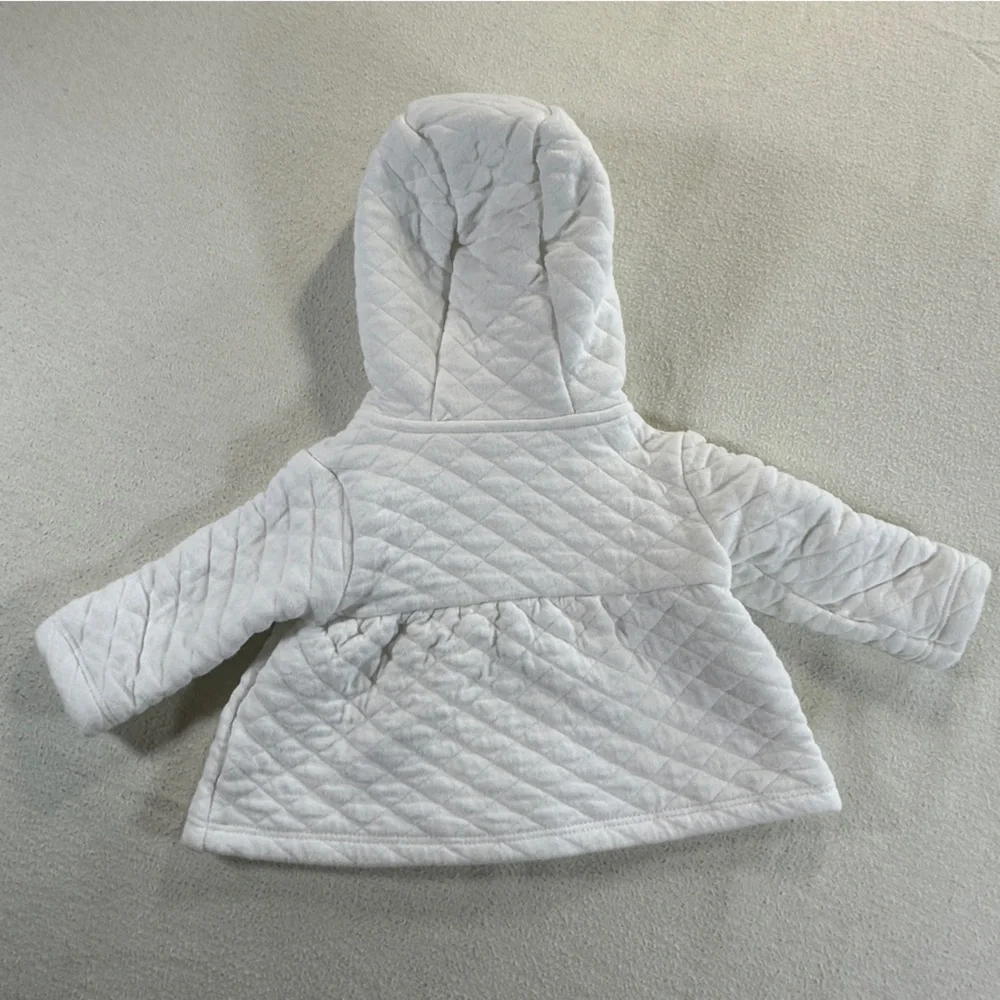 Carter's White Quilted Newborn Hooded Jacket/Hoodie with Buttons